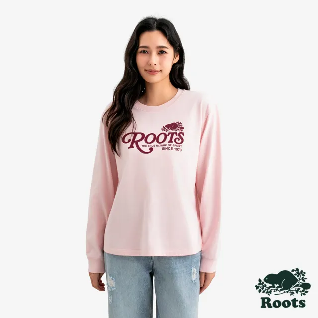 【Roots】Roots女裝- FUTURE SCRIPT CLASSIC 長袖上衣(淺粉色)