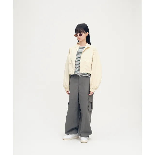 【plain-me】SAAKO 外套 女生外套 短版外套 雙拉鍊 澎袖立領_SAA1122-252