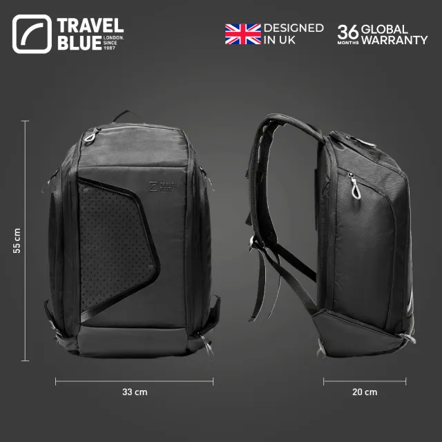 【Travel Blue 藍旅】雙11 裝備菁英加大款背包-黑 TB3099(筆電包/防水電腦包/雙肩包/大容量背包)