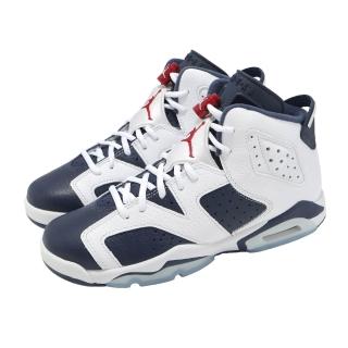 【NIKE 耐吉】休閒鞋 Air Jordan 6 Retro GS 大童 女鞋 白 藍 AJ6 喬丹(384665-164)