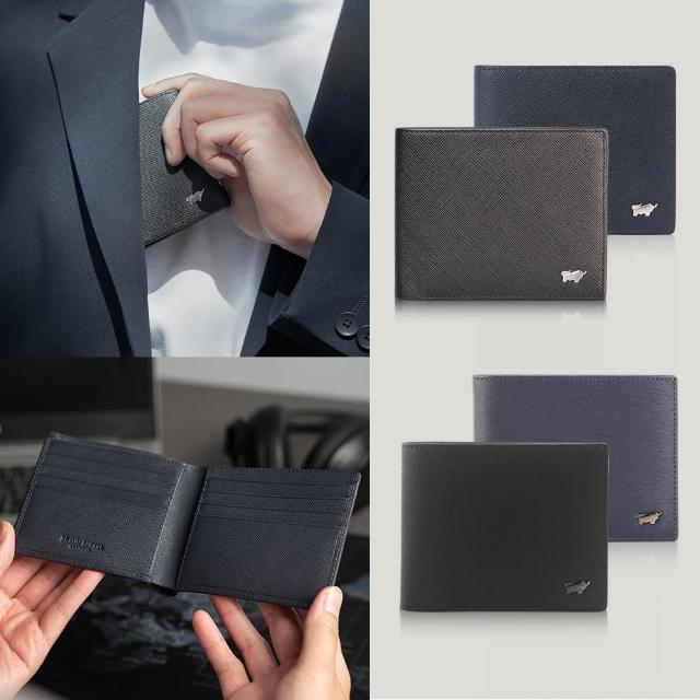 【BRAUN BUFFEL 德國小金牛】父親節送禮推薦 專櫃輕薄真皮夾多卡窗格男夾短夾(多款任選)