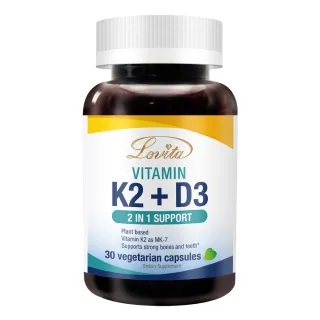【LOVITA愛維他】維他命K2+D3素食膠囊(30顆)