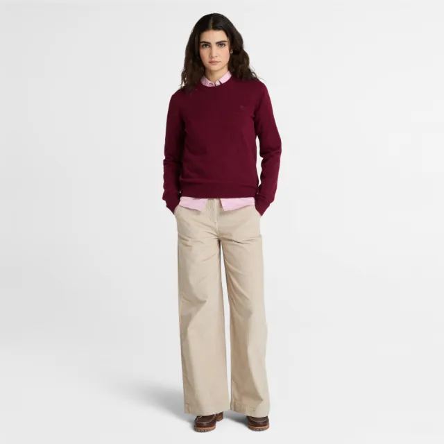 【Timberland】女款米色燈芯絨寬褲(A41DBEYK)