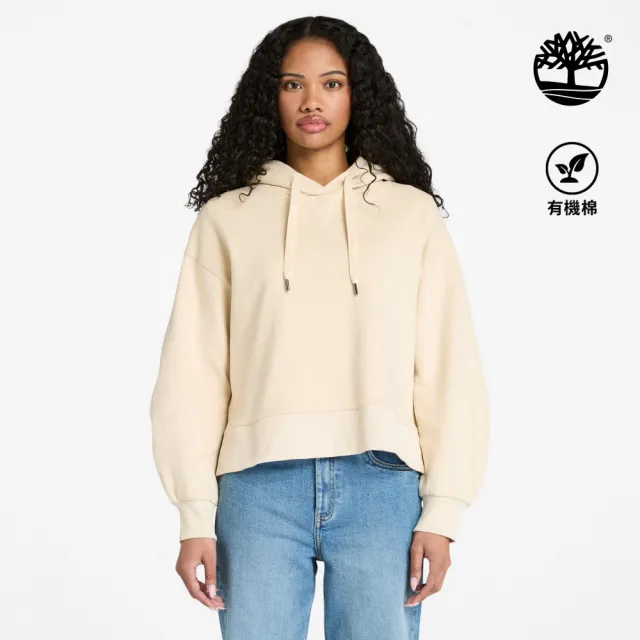 【Timberland】女款象牙色寬版連帽上衣(A421BEFL)