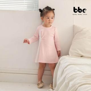【baby baby cool】立裁扭結拼色洋裝 女童裝 童裝洋裝(有機棉童裝 bbc童裝 嬰幼童裝 童裝)
