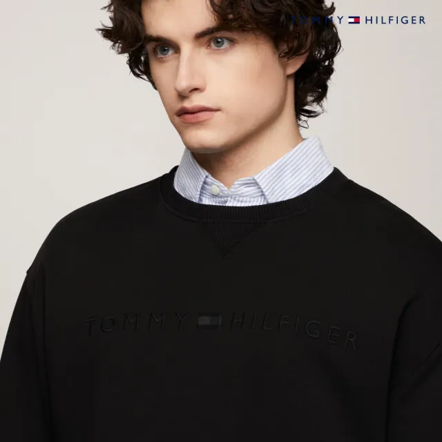 【TOMMY HILFIGER】官方旗艦館 同色調刺繡Logo大學T_黑色