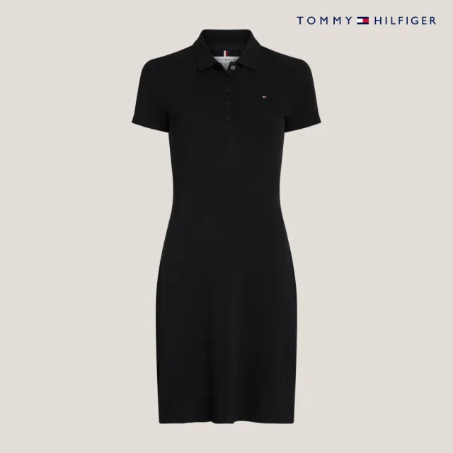 【TOMMY HILFIGER】官方旗艦館 修身 Polo 連身裙_黑色