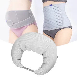 【Gennies 奇妮】好孕三寶組合(咖啡紗月亮枕/涼感托腹帶/緊實機能束腹帶)