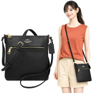 【COACH】防刮皮革斜背包(黑色)