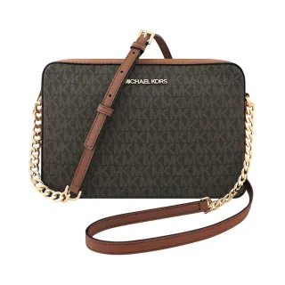 【Michael Kors】Jet Set Item  LOGO PVC方形鍊帶相機包(巧克力色)