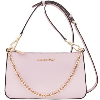 【Michael Kors】Jet Set Travel 防刮皮革鍊帶手提/斜背兩用包(櫻花粉色)