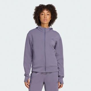 【adidas 愛迪達】外套 女 運動連帽外套 D4T FZ HOODIE 紫 JX7310