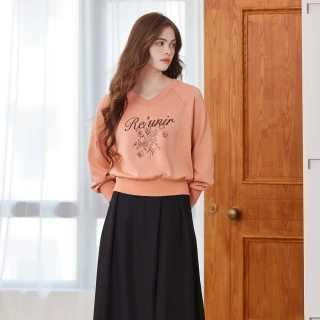 【IENA】印花字母刺繡工藝上衣(#5231009 大學T、字母T、長袖上衣；白色/桔色)