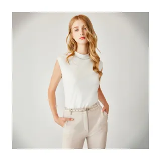 【Le Polka】高領鑽飾蓋袖上衣-女