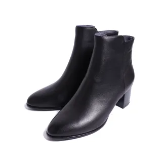 【KOKKO】俐落百搭親膚羊皮短靴(黑色)