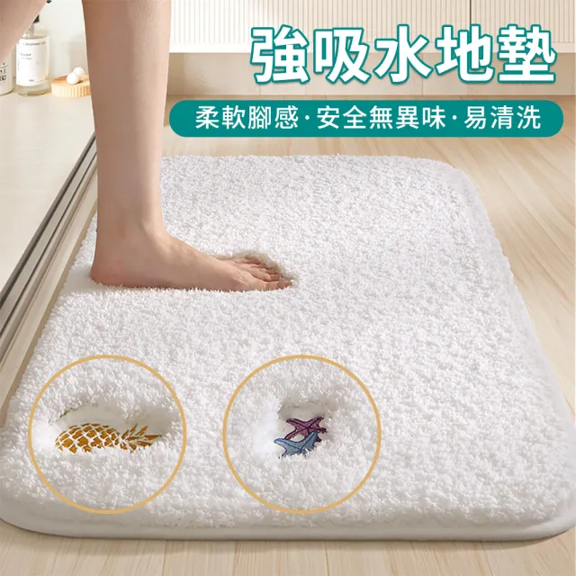 【Shely】Ag+抗菌加厚加密毛絨刺繡吸水地墊 廁所浴室吸水防滑腳踏墊 吸水墊子 防滑墊 門墊  40*60cm