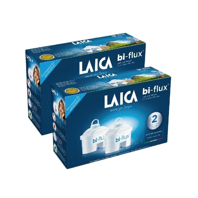 義大利LAICA萊卡推出全新雙流濾心6入bi-flux，採用專利酸鹼技術，有效去除有害物質，同時保留有益礦物質。導流設計符合人體工學，不易孳生細菌，濾杯結構精緻，活性碳不外漏，適合用於瞬熱飲水機與除菌濾水壺。建議每八週更換一次濾芯，以確保淨水效果。