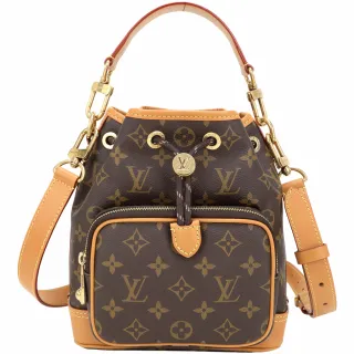 【Louis Vuitton 路易威登】M14017 Noe Cargo 咖啡老花帆布拼牛皮束口手提肩背水桶包(水桶包 肩背 斜背)