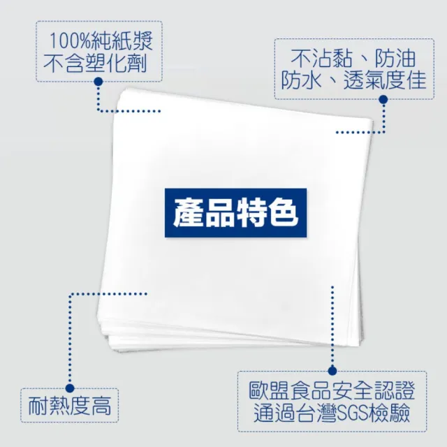 【CLEAN 克林】烤盤紙 45cmx55cm/50張(烘焙紙 麵包紙 不沾紙 防油紙 包子紙 烤盤用紙 料理紙 調理紙 油紙)