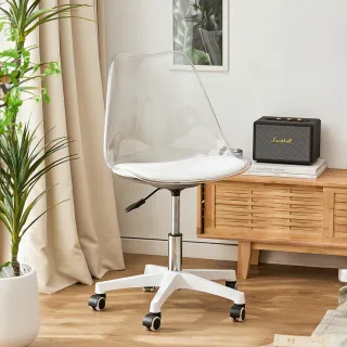 【樂嫚妮】透彩旋轉透明椅 椅子 造型椅 電腦椅(附輪 鬱金香椅)