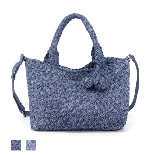 【LouiseC.】Tree House 丹寧牛仔布可拆子母包手工編織TOTE雙肩背帶斜背包-2色-附綁繩圓球吊飾(CC2319)