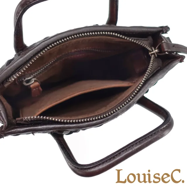 【LouiseC.】雙11 Tree House 植鞣革牛皮 手工編織擦色 復古風托特TOTE 手提斜背真皮包 2色 GKNT9778