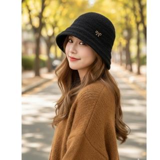 【HaNA 梨花】首爾聖水洞 微復古蝴蝶結小標漁夫帽(漁夫帽 秋冬 氣質百搭)