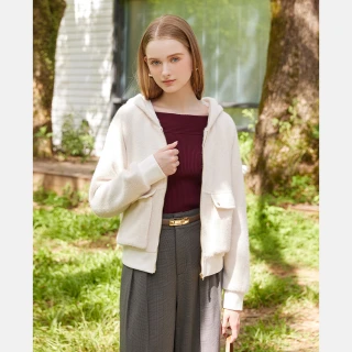 【IENA】珍珠袖口針織上衣(#5230005 長袖上衣、一字領上衣；暗紅色/深藍色)