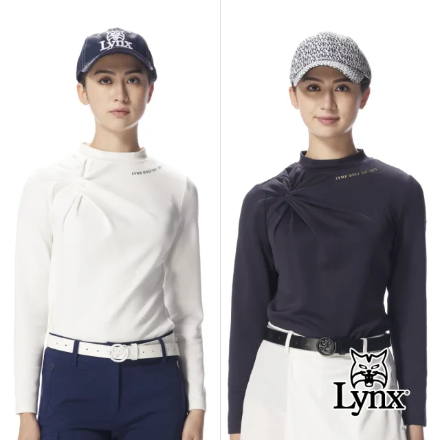 【Lynx Golf】首爾高桿風格!女款合身版右肩綁花長袖圓領T(二色)