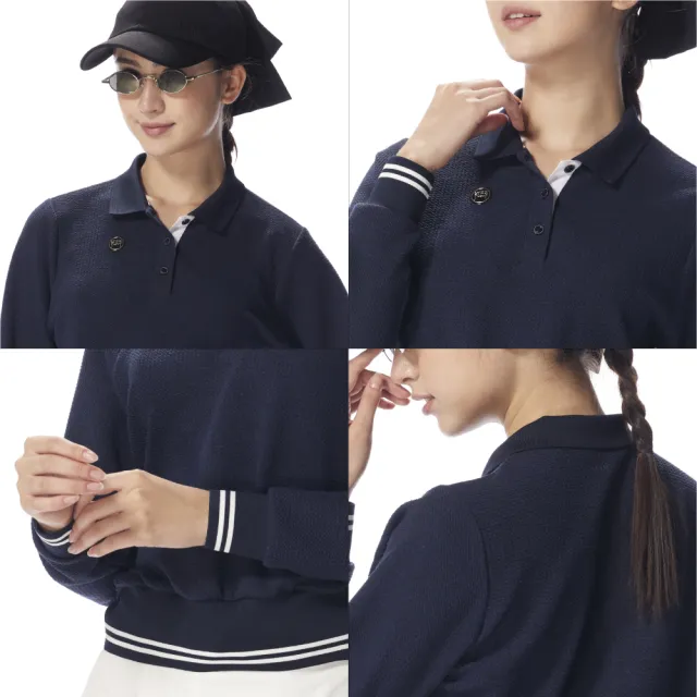 【Lynx Golf】首爾高桿風格！女款立體泡泡棉寬鬆短版羅紋束口POLO衫(二色)