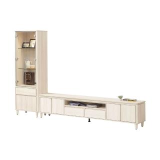 【BODEN】MIT台灣製 | 曼朵9尺L型電視櫃組合(2尺玻璃門展示櫃+7尺長櫃)