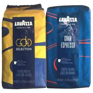 【LAVAZZA】GOLD金牌咖啡豆*2+GRAN重味咖啡豆*2(每包1000g共4包)