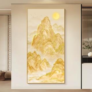 【VIV】掛畫 吉祥寓意裝飾畫 40*80 日照金山(12色微噴技術 鋁框晶瓷工藝 防水防潮 送禮自用 黑/金框可選)
