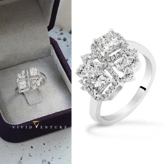 【Vividventure 亞帝芬奇】鉑金 GIA 1克拉 DSI2 雙主石 天然鑽石 真鑽 戒指 與日同光