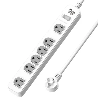 【雙手萬能】雙變壓座1切6座3孔延長線(6尺/180公分)