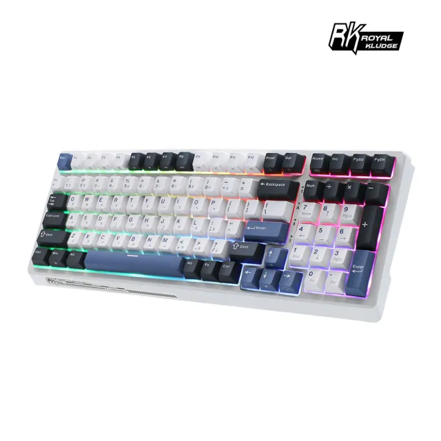 【RK ROYAL KLUDGE】RK G98機械鍵盤 藍牙三模PBT鍵帽 100鍵K黃軸 RGB 藍色潮汐 中文注音(原廠保固一年)