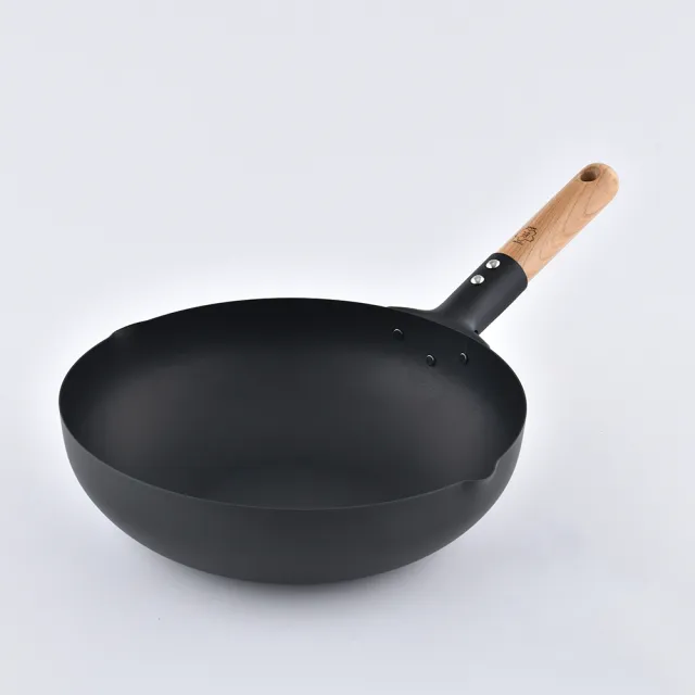 【TAKUMI 匠】岩網紋中華炒鍋 鐵鍋 28cm 日本製 {電磁爐 IH爐可用}(平輸品)