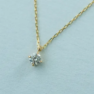 【ete】K18 經典單鑽爪鑲鑽石項鍊-0.15ct(金色 玫瑰金色)