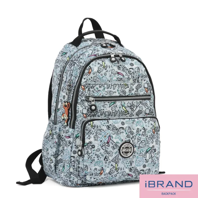 【iBrand】雙11 經典百搭輕盈多口袋後背包(彩繪塗鴉)