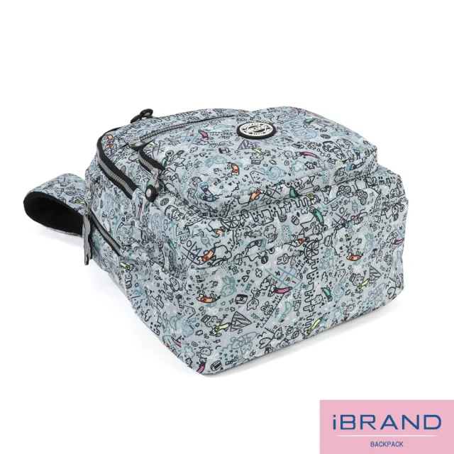 【iBrand】雙11 經典百搭輕盈多口袋後背包(彩繪塗鴉)