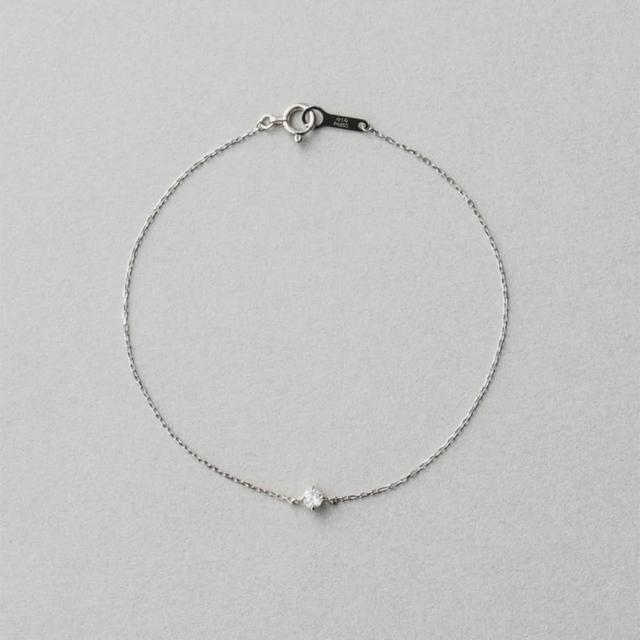 【ete】PT900/850 經典單鑽爪鑲鑽石手鍊-0.10ct(鉑金色)