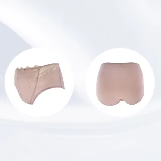 【Swear 思薇爾】撩波永生花系列M-3XL蕾絲中腰三角女內褲(知性膚)