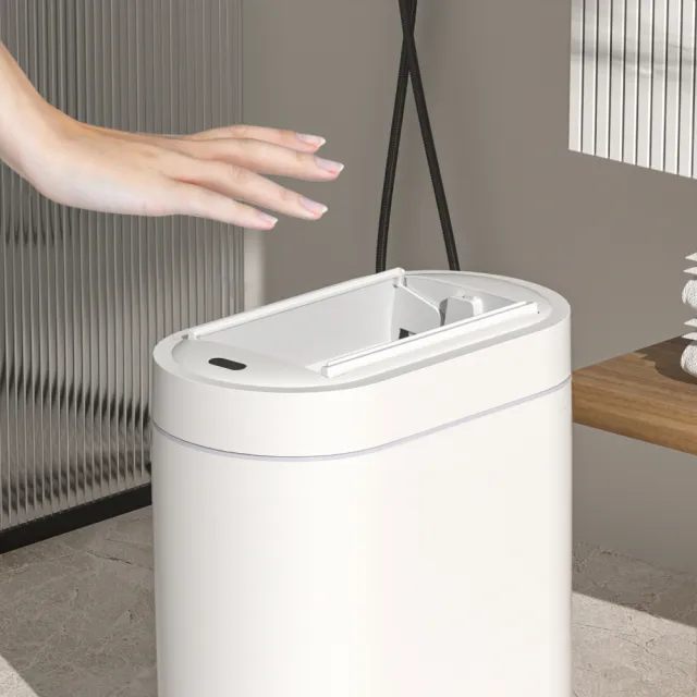 【ELPHECO】雙開感應垃圾桶 7L+9L 白色