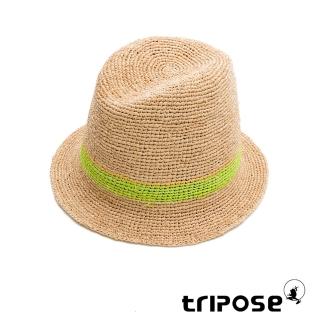 【tripose】經典微旅-100%手工Raffia紳士遮陽草帽(雙色綠紋理)