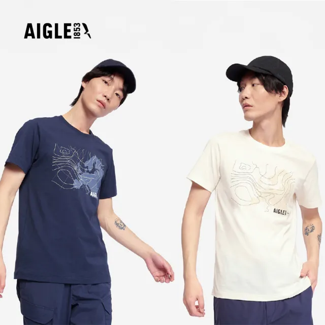 【AIGLE】男 快乾抗菌短袖T恤|AG-5P119(男 上衣 男 T恤 抗菌抑臭 吸濕快乾 有機棉)
