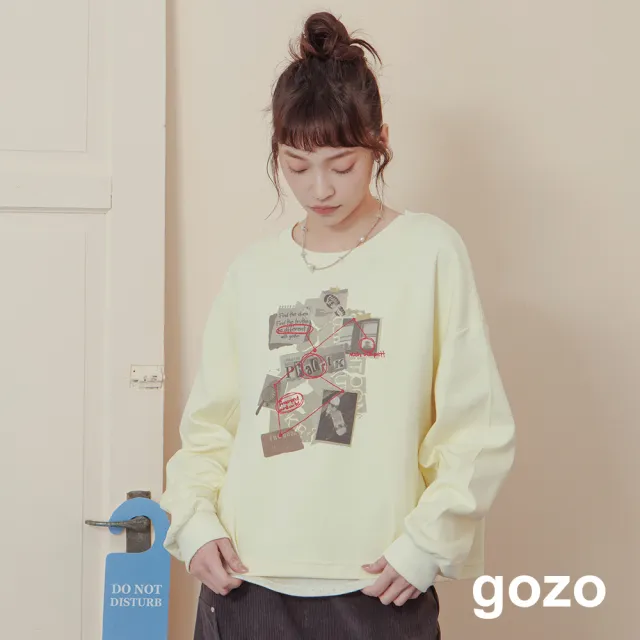 【gozo】偵探調查印花立體抓褶大學T(兩色)
