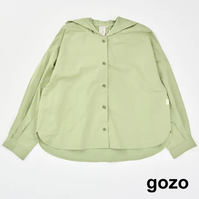 【gozo】MOMO獨家款★限量開賣 開襟連帽長袖襯衫外套(兩色)