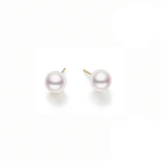 【City Diamond 引雅】18K 日本AKOYA珍珠 3.5mm 黃K金 耳環(珠潤月詠系列)