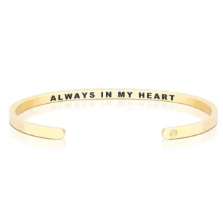 【MantraBand】美國悄悄話 Always in my heart 常駐我心 內側字款 金色手環(悄悄話手環)