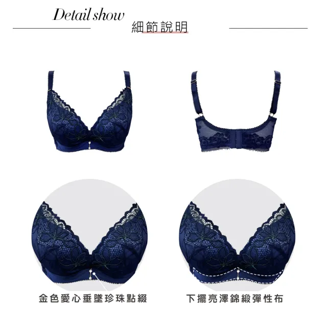 【Swear 思薇爾】星燦女爵系列B-E罩蕾絲集中包覆女內衣(普魯士藍)